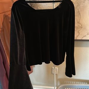 Velvet bell sleeve top
